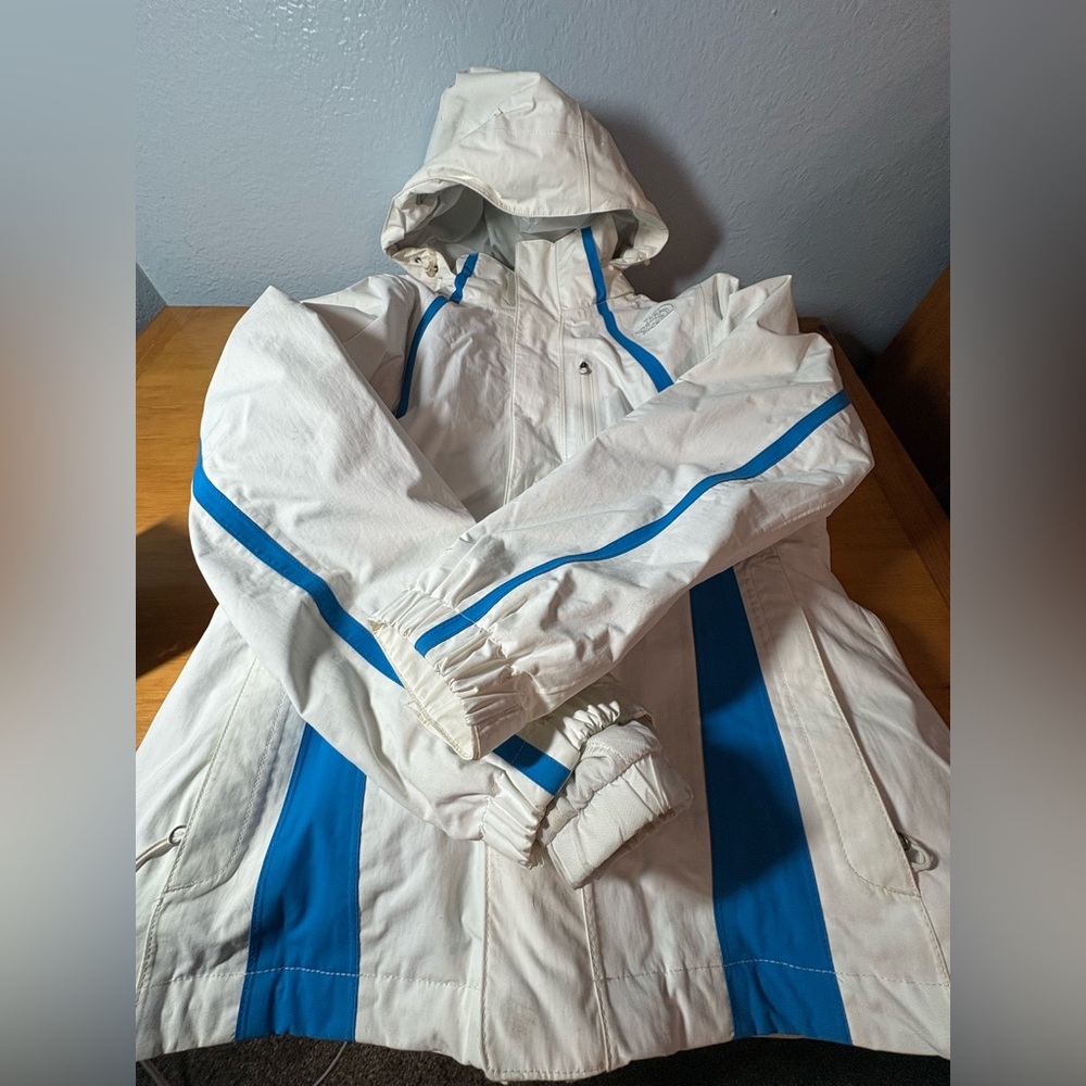 The North Face White and Blue Layered Ski Jacket